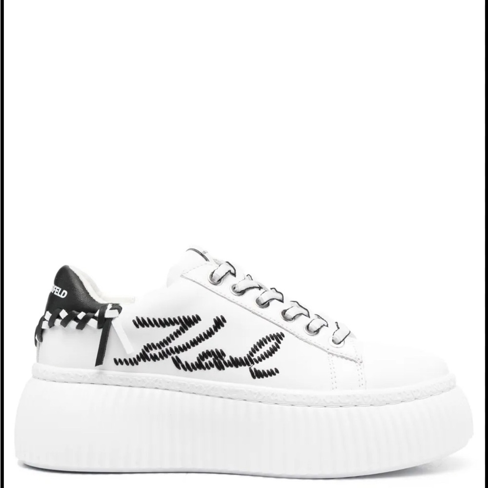 Karl Lagerfeld White and Black Platform Sneakers
